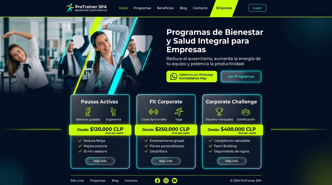 Pausas activas y bienestar en oficinas de empresas en Santiago